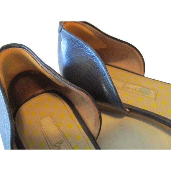 *Boden Coral and White Fun D'orsay Flats Striped Canvas Navy Blue Leather Heel - Picture 6 of 8